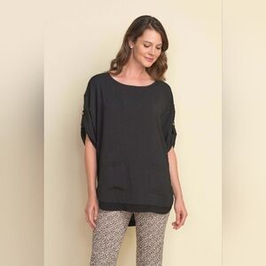 Joseph Ribkoff Boxy Tunic with Pockets Black Size 8